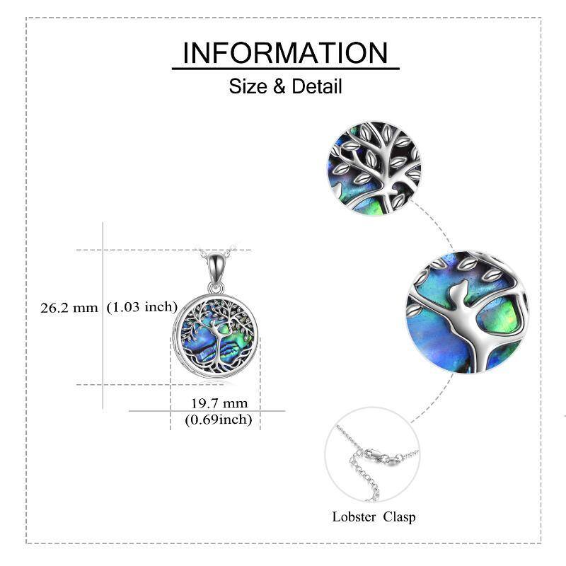 Plata de ley Abalone Shellfish Tree Of Life Urna collar con palabra grabada-5