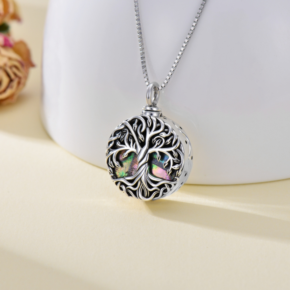 Collier en argent Abalone Shellfish Tree Of Life Urn (Urne)-3