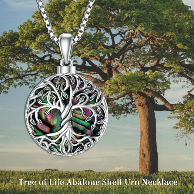 Sterling Silver Abalone Shellfish Tree Of Life Urn Necklace for Ashes-7