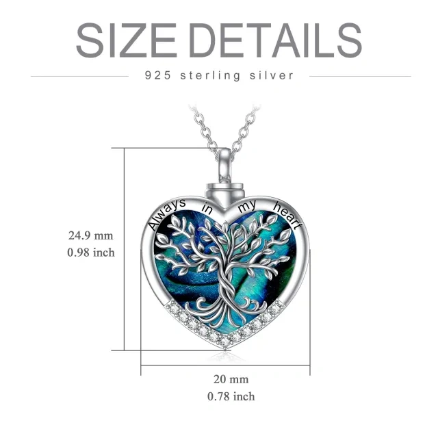 Sterling Silver Abalone Shellfish Tree Of Life & Wishing Tree Urn Necklace for Ashes with Engraved Word-3