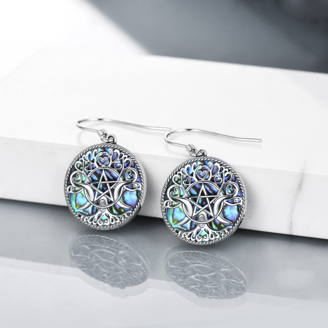 Boucles d'oreilles pendantes en argent sterling avec coquillages d'ormeau et déesse de la lune triple-3