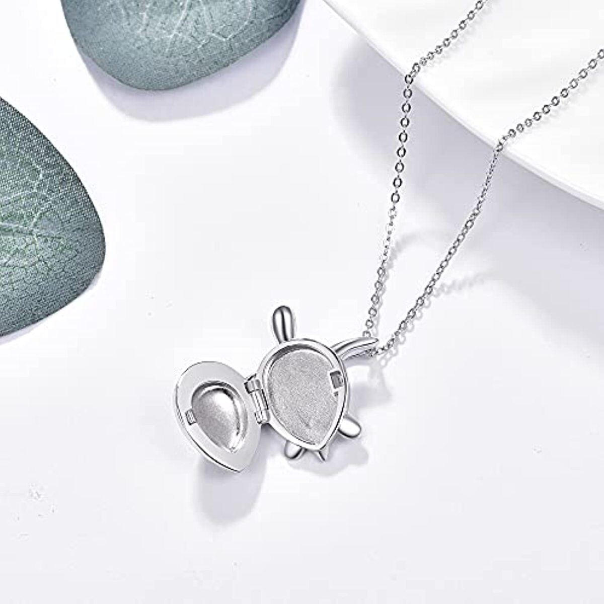 Sterling Silver Abalone Shellfish Turtle Personalized Photo Locket Necklace-4