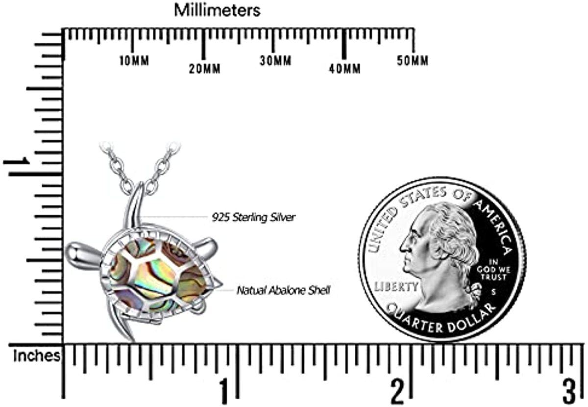 Srebrny naszyjnik z żółwiem z muszli abalone Spersonalizowany naszyjnik ze zdjęciem-6