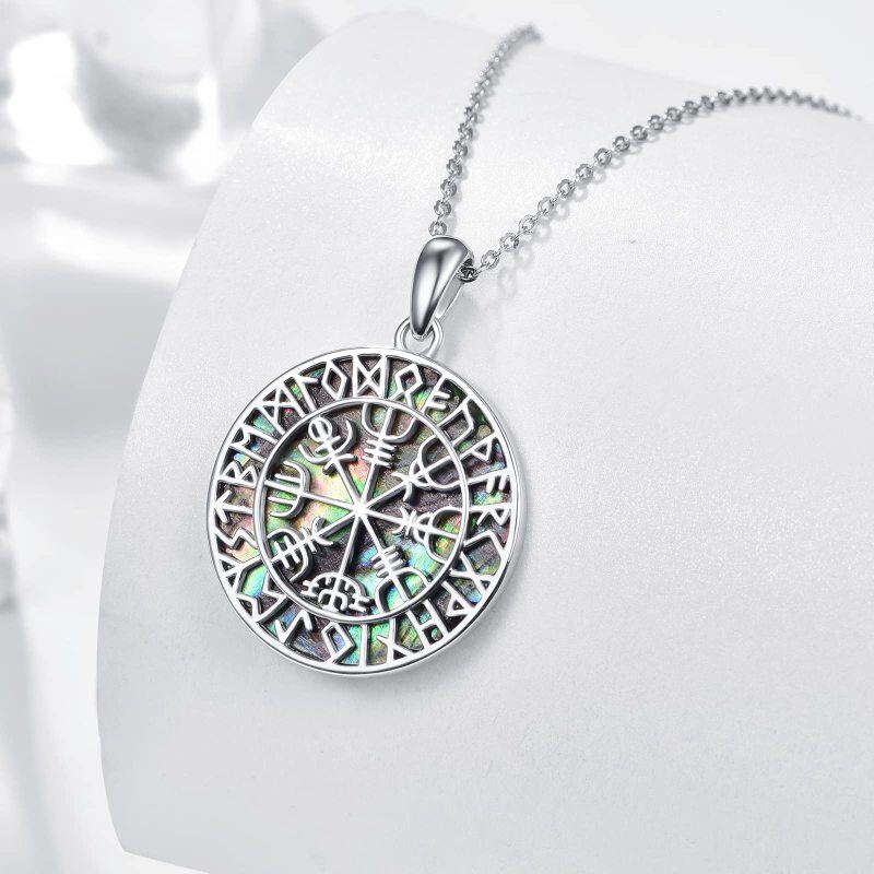 Sterling Silber Abalone Muscheln Wikinger Rune Anhänger Halskette-4