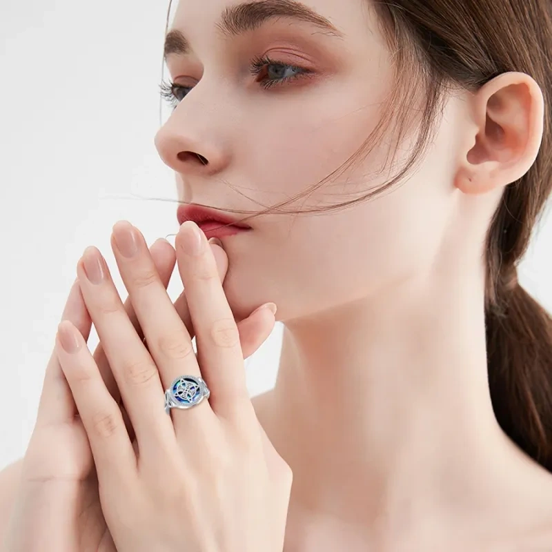 Sterling Silver Abalone Shellfish Witches Knot Open Ring-2