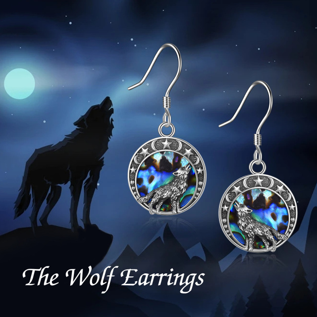 Boucles d'oreilles en argent sterling Abalone Shellfish Wolf Drop Earrings-6