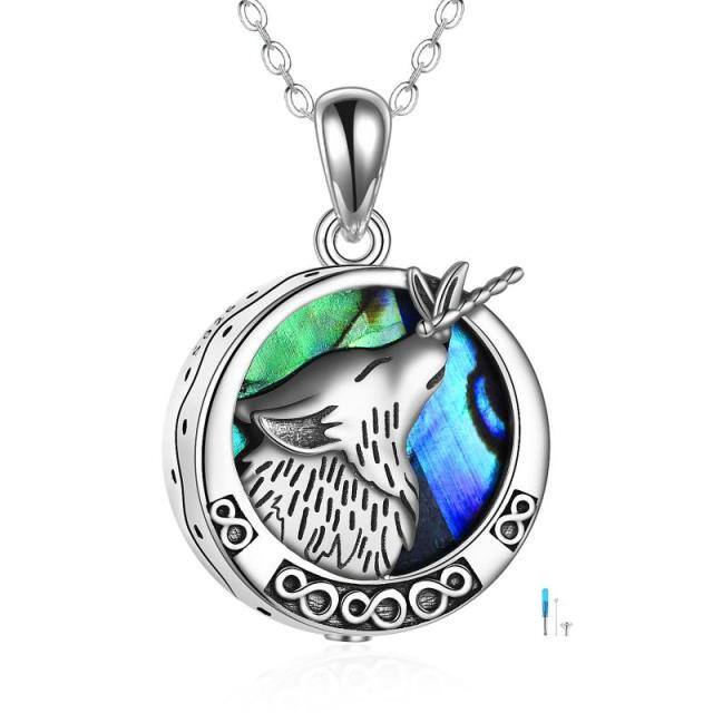 Sterling zilveren Abalone schelpdier wolf & oneindigheid symbool Urn ketting voor as met gegraveerd woord