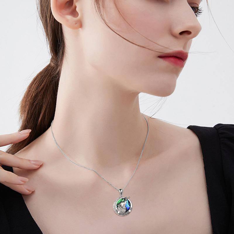 Collana con urna per ceneri in argento sterling con crostaceo Abalone e simbolo dell'infinito con parola incisa-2