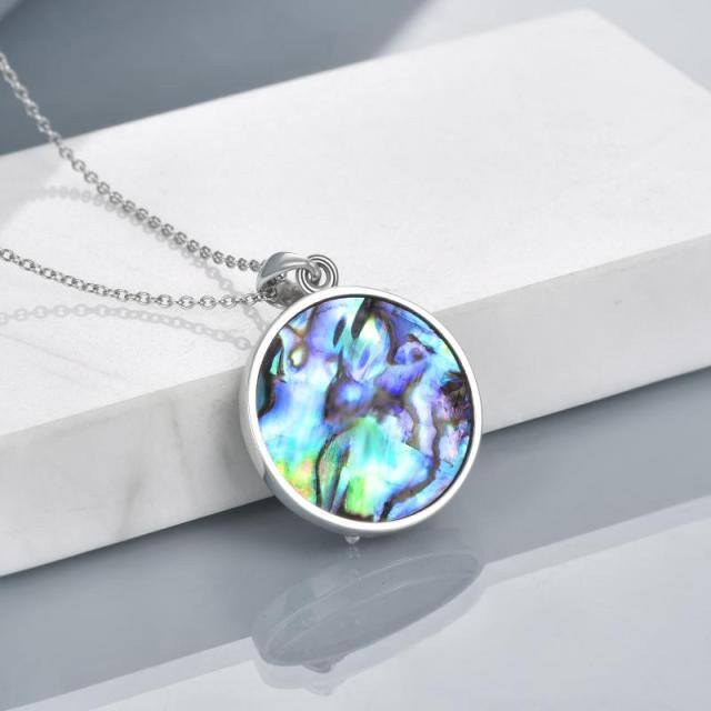 Sterling Silver Abalone Shellfish Wolf Pendant Necklace-4