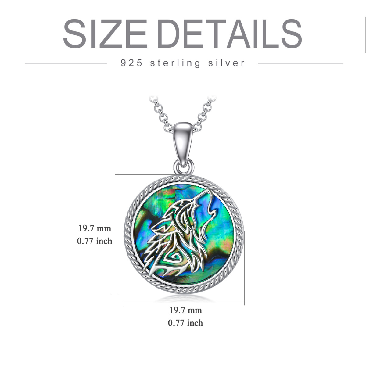 Srebrny naszyjnik z muszlą małży Abalone Shellfish Wolf Personalized Photo Locket dla mężczyzn-8