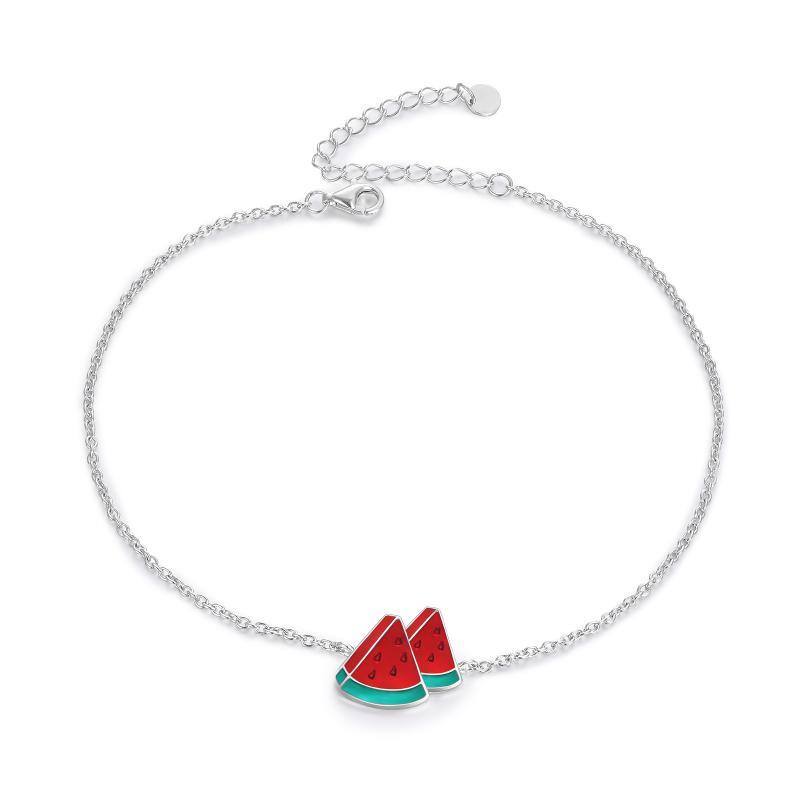 Sterling Silver Triangle Single Layer Charm Anklet-9