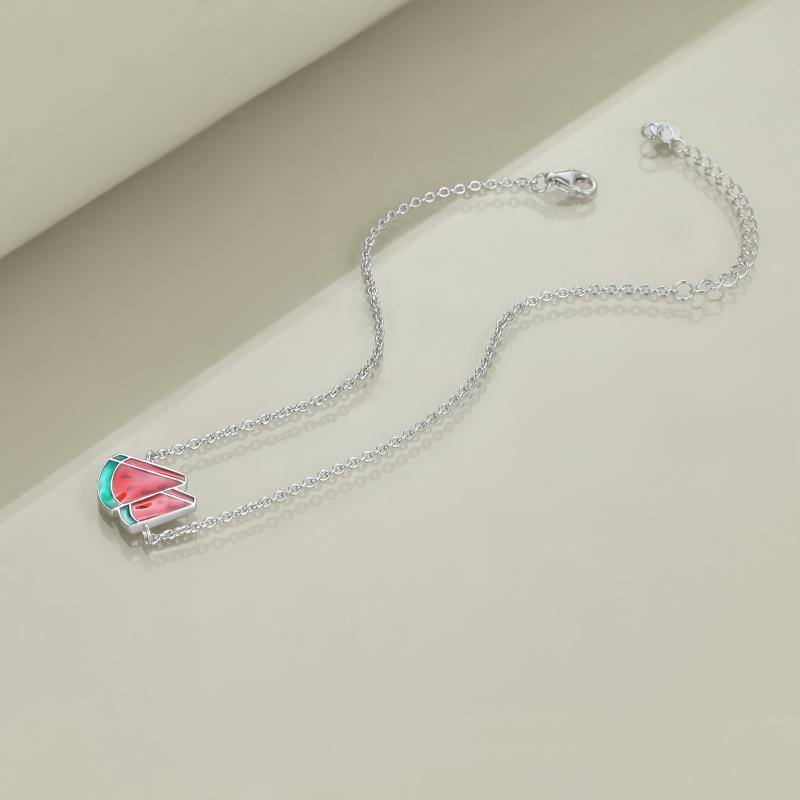 Sterling Silver Triangle Single Layer Charm Anklet-3