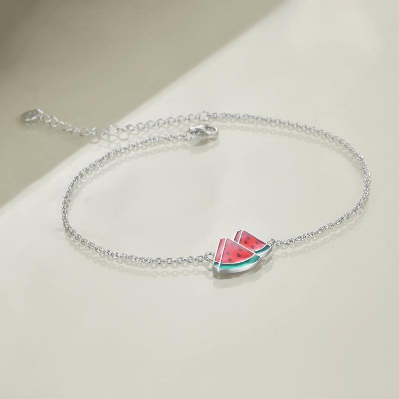 Sterling Silver Triangle Single Layer Charm Anklet-4
