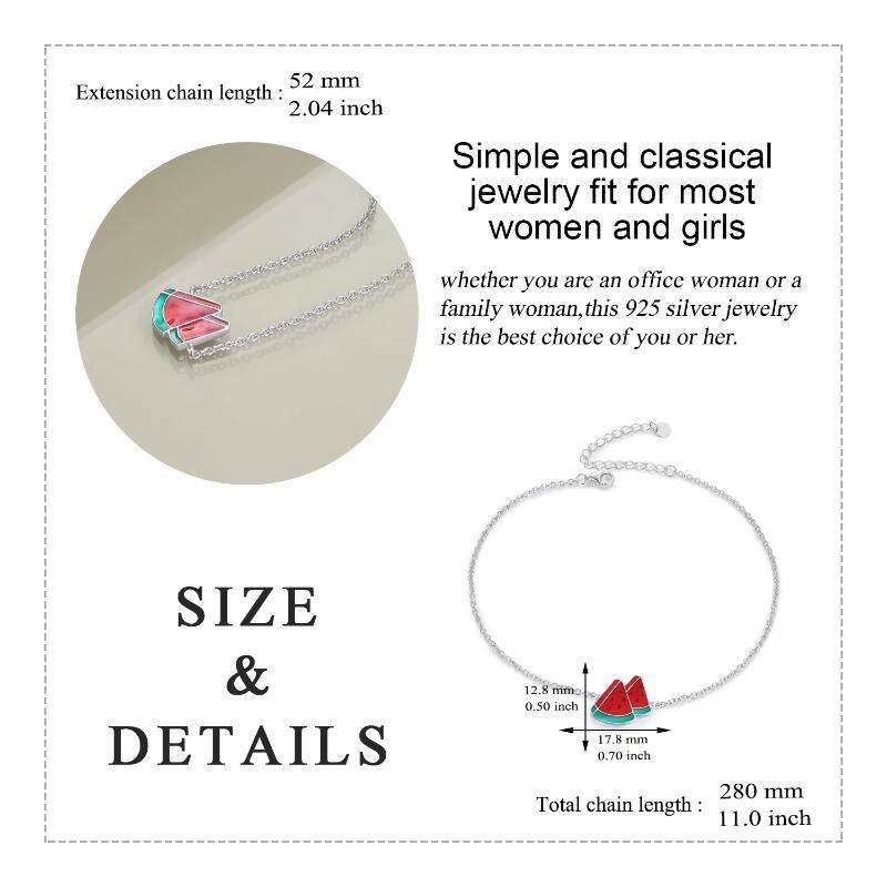 Sterling Silver Triangle Single Layer Charm Anklet-5