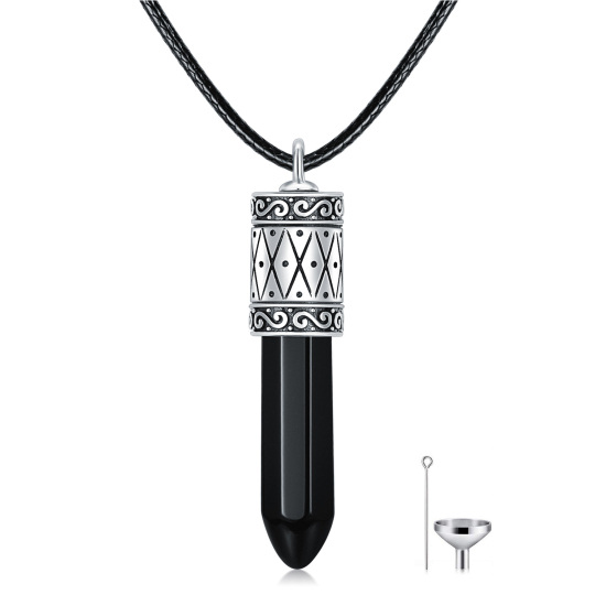 Collier pour cendres en argent sterling Agate Bullet Urn