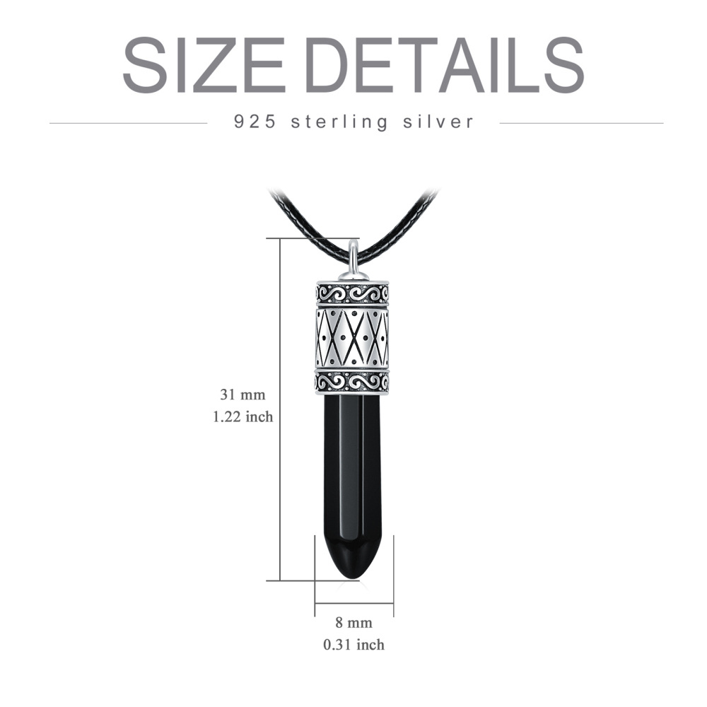 Sterling Silver Agate Bullet Urn Necklace for Ashes-5