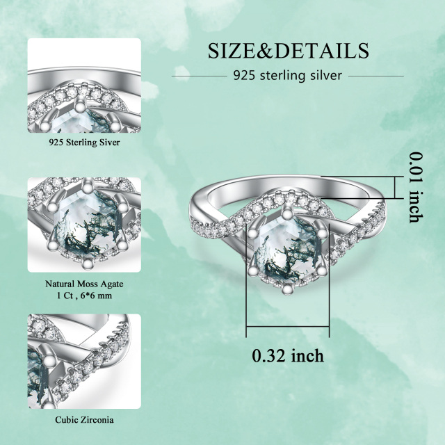 Sterling Silber Achat Kreis Ring-8