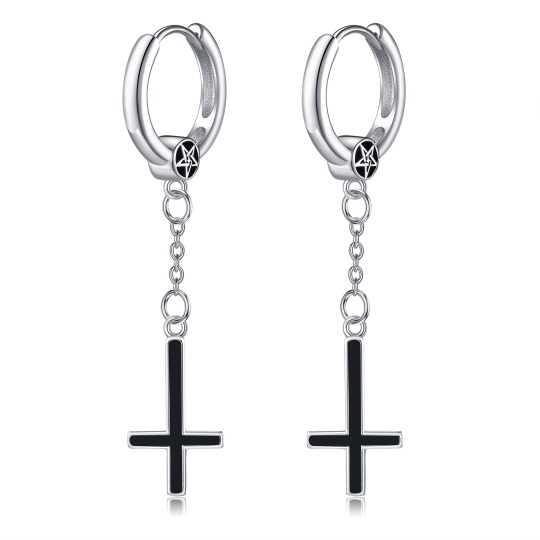 Sterling Silver Agate Cross Drop Earrings