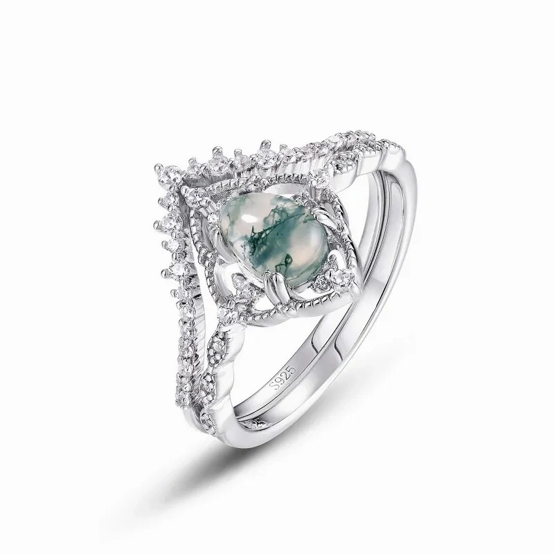 Anillo de compromiso Corona de Ágata en Plata de Ley-20