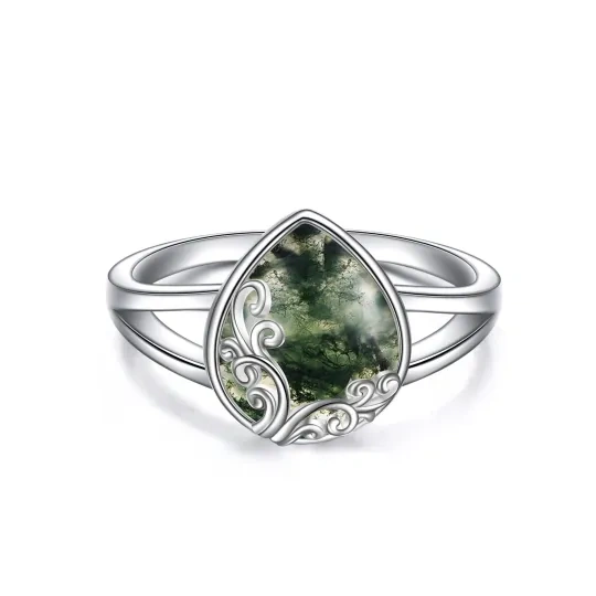 Bague en argent sterling en forme de goutte en agate