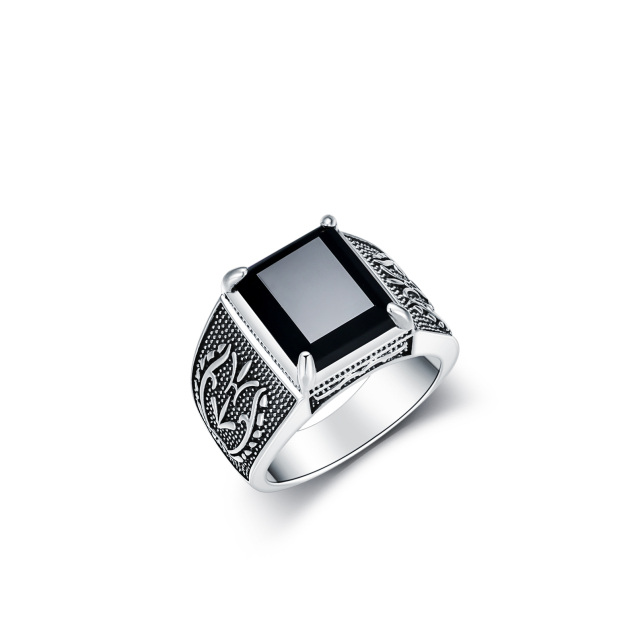 Bague père et fils en argent Sterling Agate pour hommes