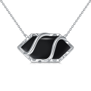 Sterling Silver Agate Pendant Necklace-16