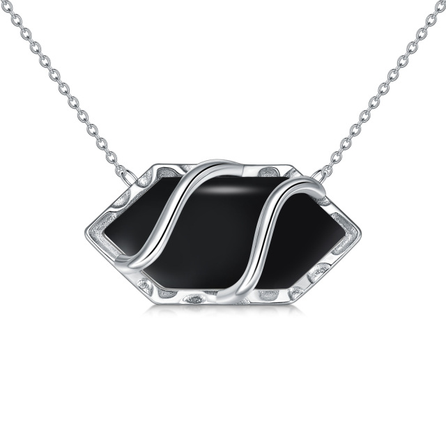 Sterling Silver Agate Pendant Necklace-1