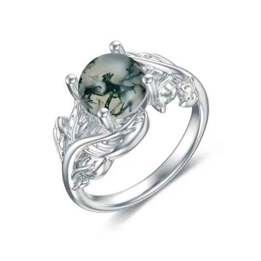 Bague de fiançailles en argent sterling avec agate ronde