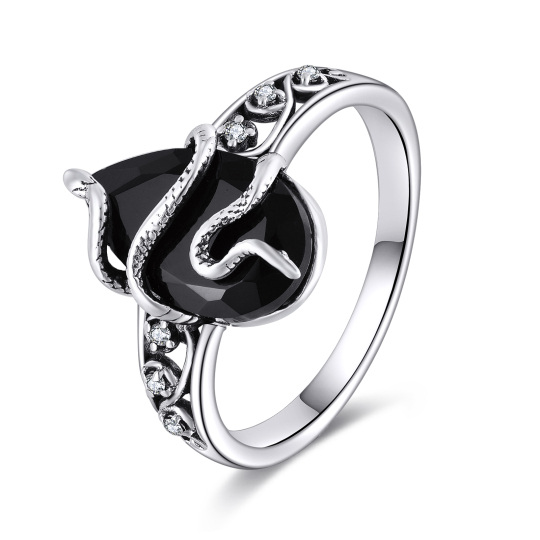 Anello serpente in argento sterling con agata