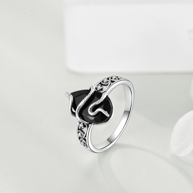 Anello serpente in argento sterling e agata-3