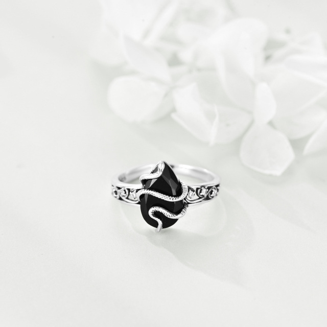 Anello serpente in argento sterling e agata-4