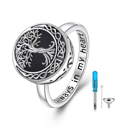 Anello con albero della vita in agata e nodo celtico in argento sterling