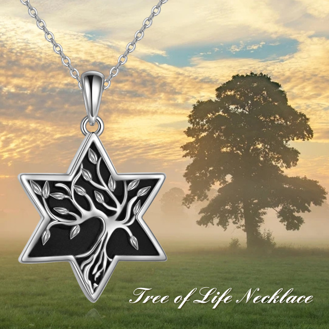 Collier en argent sterling avec pendentif en agate, arbre de vie et étoile de David-5