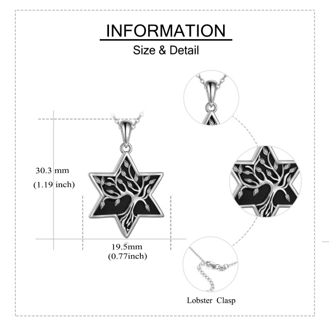 Sterling Silber Achat Baum des Lebens & Stern von David Anhänger Halskette-6