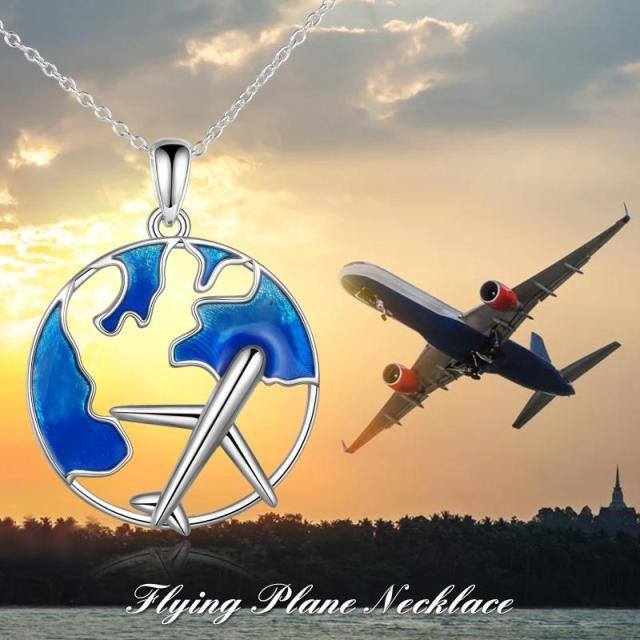 Sterling Silver Airplane Pendant Necklace-5