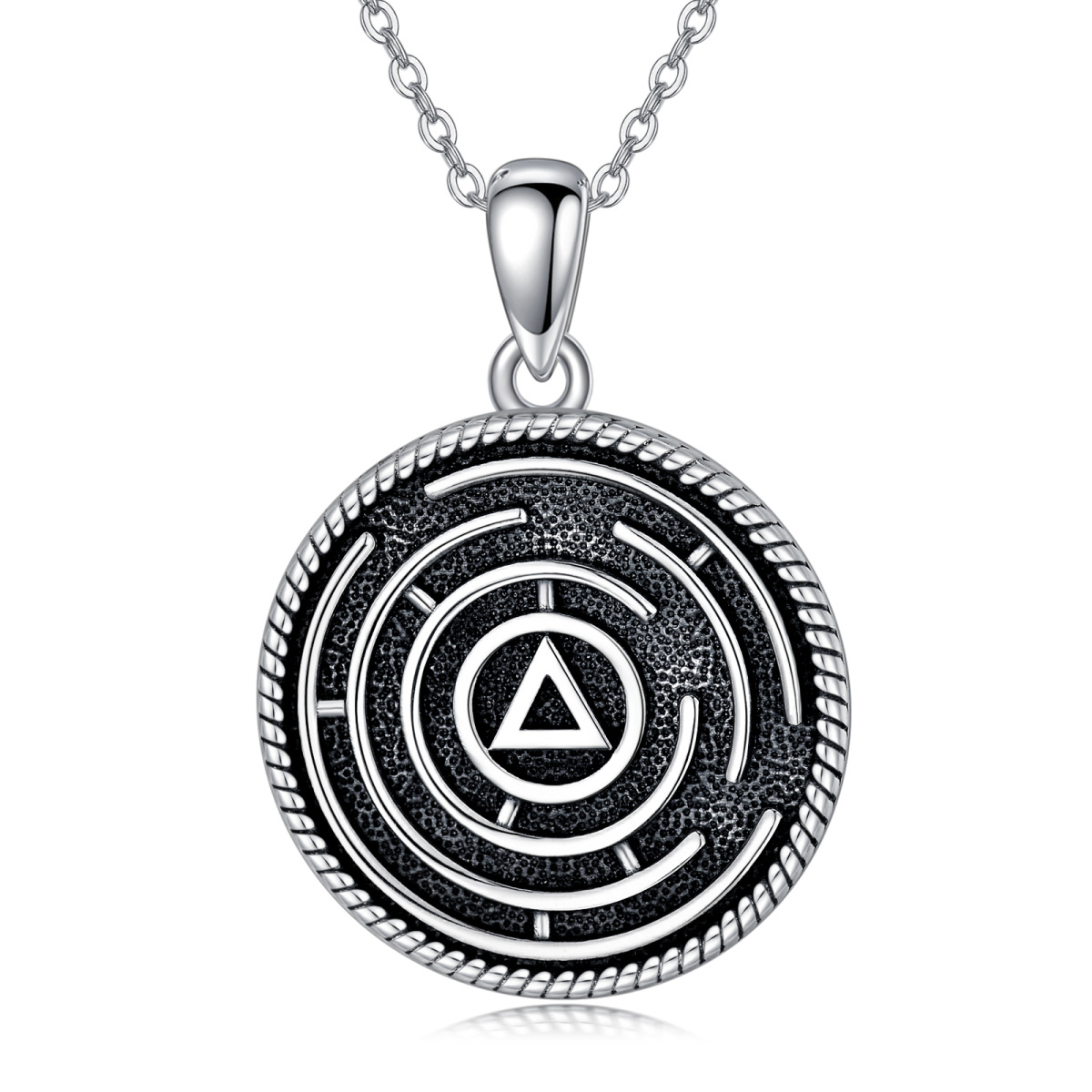 Sterling Silver Alcoholics Anonymous & Round Pendant Necklace-1