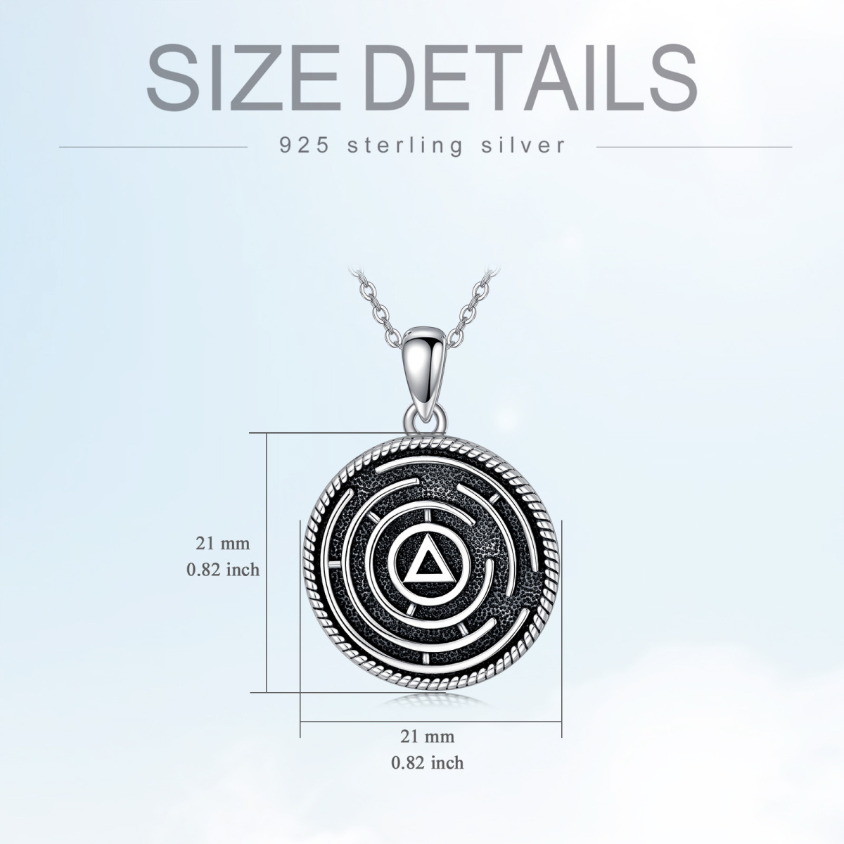 Sterling Silver Alcoholics Anonymous & Round Pendant Necklace-5