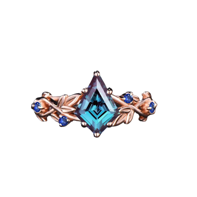 Anello di fidanzamento per coppia con incisione personalizzata in argento sterling con alessandrite e moissanite per donna-4