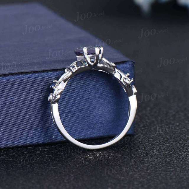 Anello in argento sterling con alessandrite Moissanit Anello di fidanzamento personalizzat-4