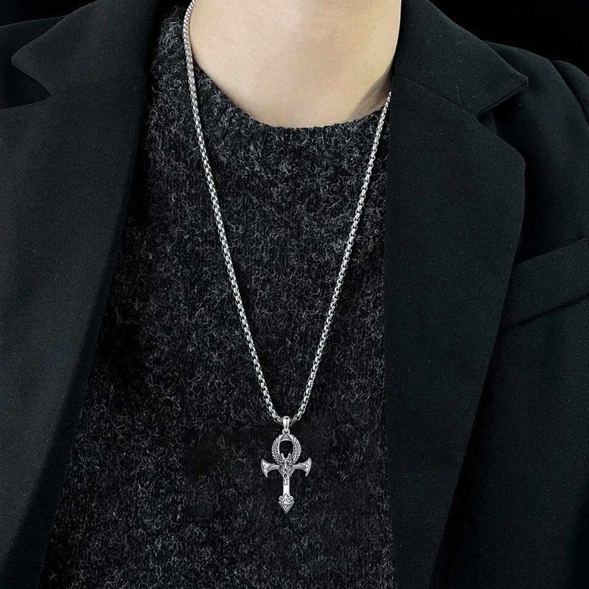 Collier en argent sterling avec pendentif Allah et croix-2