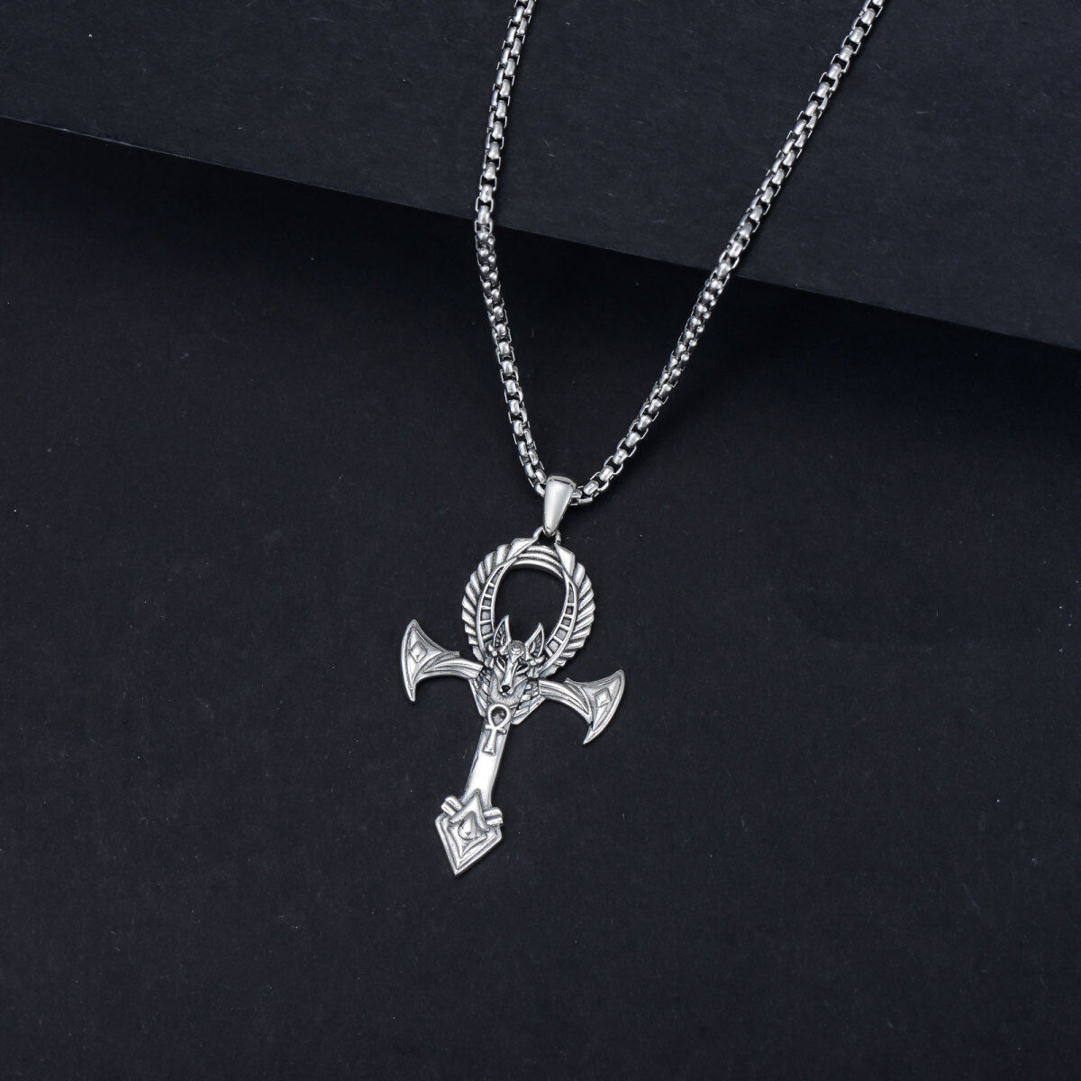 Collana con ciondolo Allah e croce in argento sterling-5