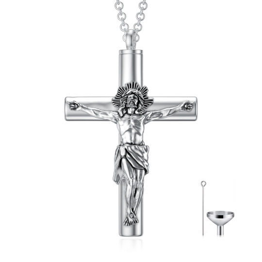 Sterling Silver Allah & Cross Urn Necklace for Ashes