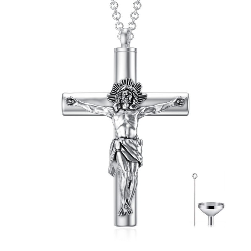 Sterling Silver Allah & Cross Urn Necklace for Ashes