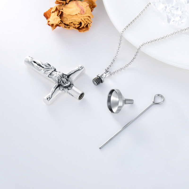 قلادة من الفضة الاسترلينية على شكل جرة رماد تحمل صورة الله والصليب-5