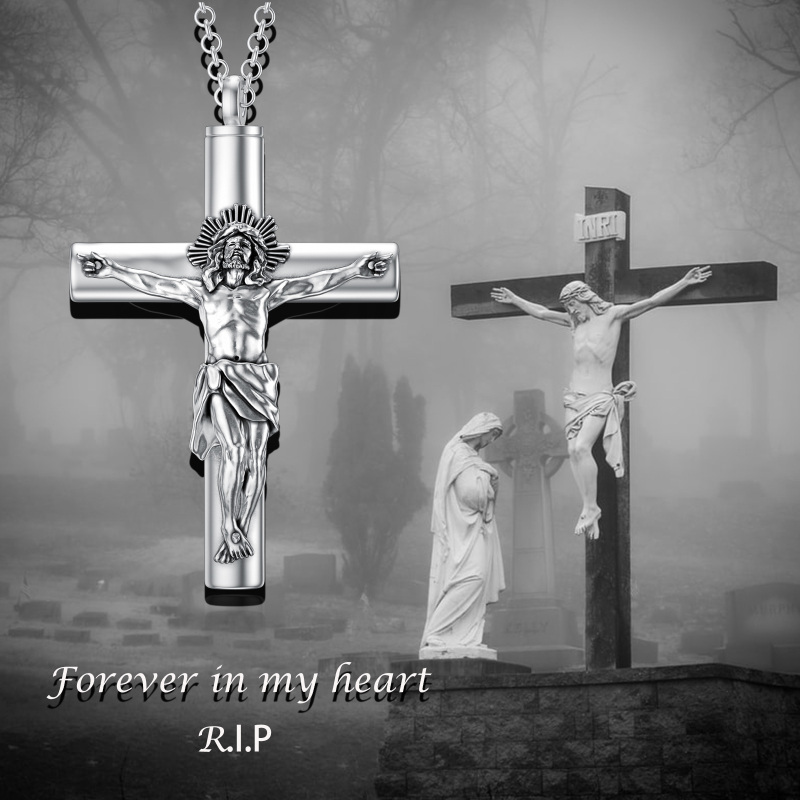 قلادة من الفضة الاسترلينية على شكل جرة رماد تحمل صورة الله والصليب-7