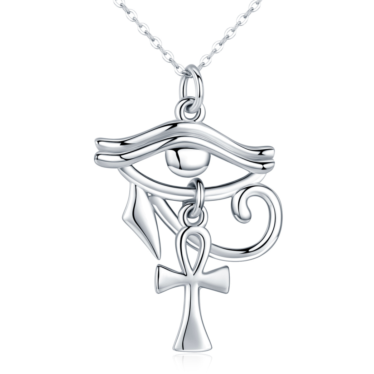 Collier en argent sterling avec pendentif Allah et œil d'Horus-1