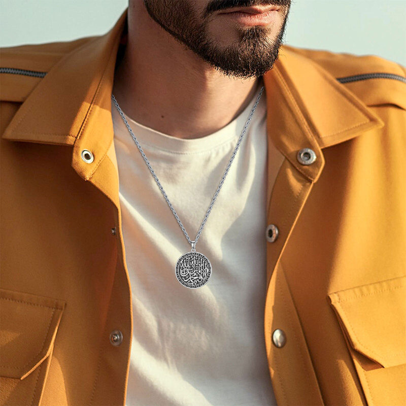 قلادة من الفضة الاسترلينية تحمل صورة الله-3