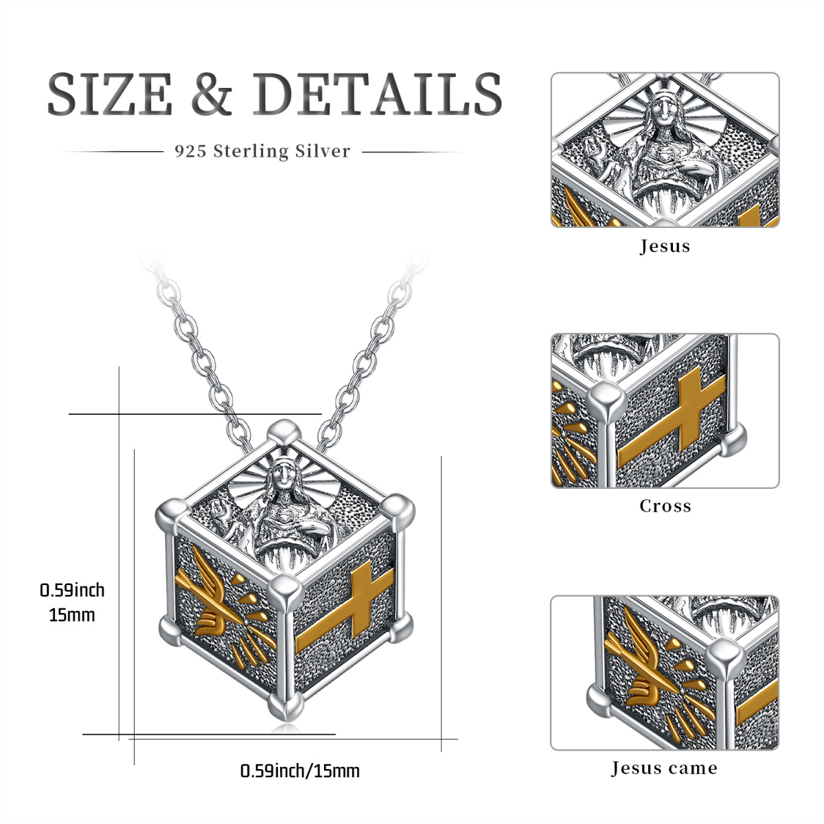 Sterling Silber Allah-Anhänger Halskette-4