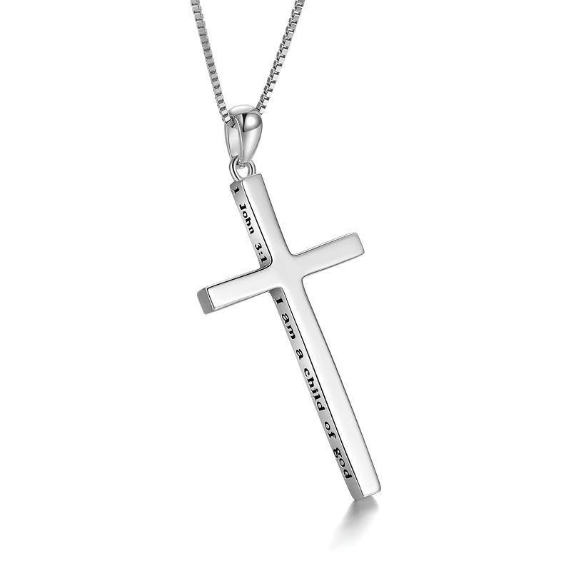 Sterling Silver I am A Child of God Cross Pendant Necklace-1