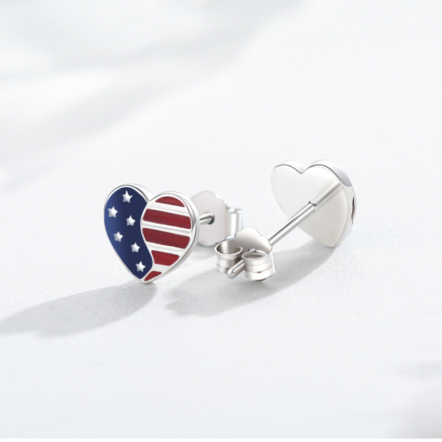 Boucles d'oreilles en argent sterling avec drapeau américain-4